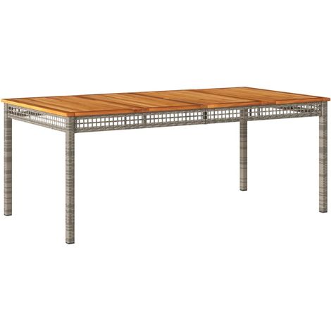 Table de jardin gris 180x90x75 résine tressée et bois acacia (1/5)
