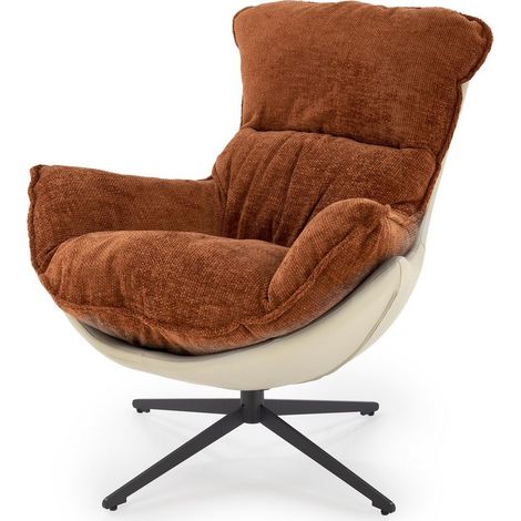 Fauteuil design bi-matière cannelle et kaki Adel (1/5)