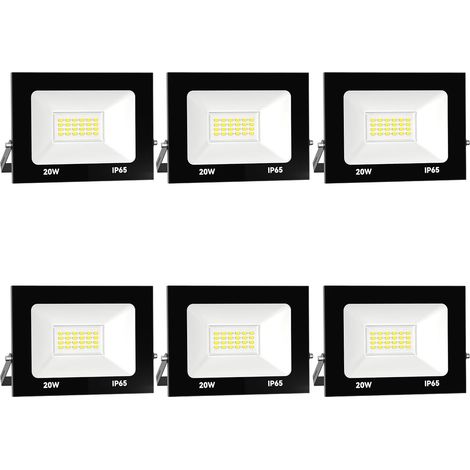 Projecteur Extérieur LED 6x 20W, 2000LM Spot Extérieur, 6000K Blanc Froid IP66 Imperméable, Sécurité Floodlight pour Jardin Cour Terrasse Square Usine