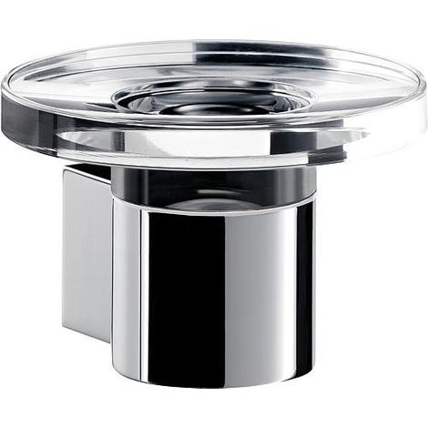 Support à savon SYSTEM 2 en verre cristal transparent, modèle mural chromé (1/3)