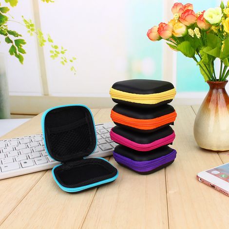 Étui rigide de rangement pour accessoires, pochette de transport avec anneau porte-clés, organiseur pour écouteurs, câbles USB et cordons de charge (1/5)