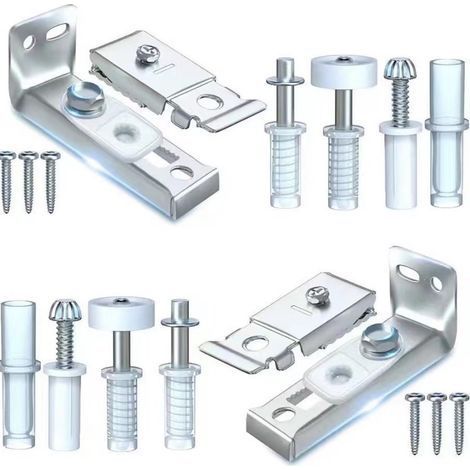 Kit de quincaillerie pour portes coulissantes pliantes Acier inoxydable et nylon PA6 Support supérieur et inférieur inclus Pour réparation durable (1/4)