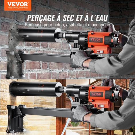 Carotteuse à Diamant avec Support Max. Diamètre 20 cm Max. Profondeur 60 cm 2500 W Perceuse au Diamant Perçage Humide et Sec 750 tr/min Appareil de Forage Diamant pour Béton Armé Construction (1/5)