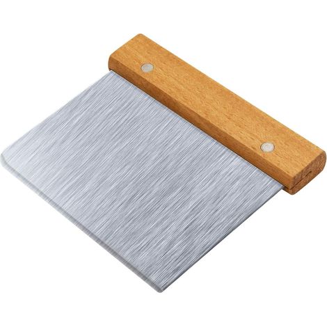 Couteau/grattoir de cuisine multifonction, acier inoxydable, argent et bois (1/5)
