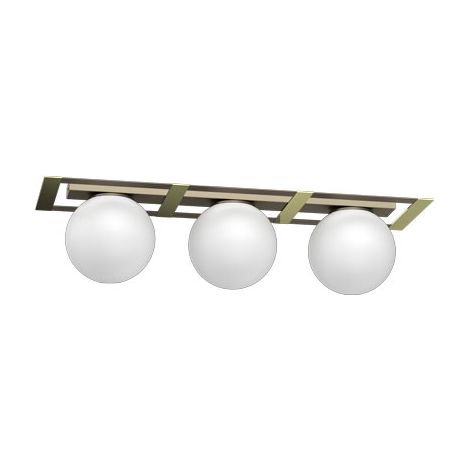 Plafonnier Satelit doré 3 globes blancs E27 Luminex