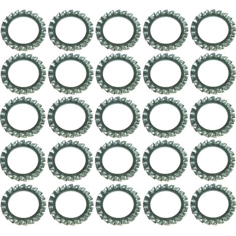25x Rondelle évantail plate à denture extérieure rondelle frein dentelée en acier zingué DIN 6798 forme A Dent Blocage Fixation Vis Bulon Quincaillerie Electricité, M16x26x1,2mm (1/2)
