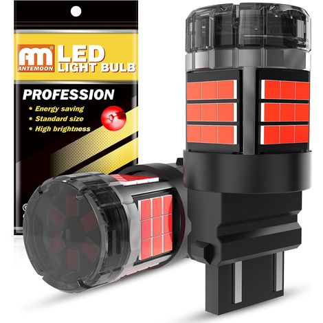3157 P27/7W T25 Ampoules LED Canbus Sans Erreur Super Lumineuses 5000LM 12V 24V Rouge Brillant 3057 3156 pour Voiture Feu de Recul Freinage DRL Feux de Jours Arrière Clignotants, 2 Pièces (1/5)