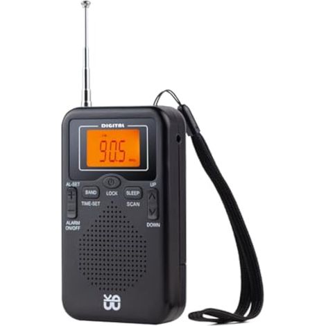 Radio de Poche AM FM avec écran LCD, réveil intégré, idéale pour Sport, Camping et Voyage (1/5)