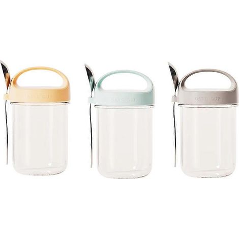 Gobelet de petit-déjeuner portable avec cuillère - Gobelet alimentaire pour flocons d'avoine, yaourts et salades, couvercle hermétique, facile à nettoyer, idéal pour les milkshakes (1/5)