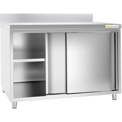 Meuble bas inox 1400x800 mm adossé PREMIUM - GOLDINOX (1/4)