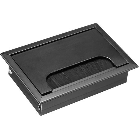 Cache-câbles de bureau avec œillet brosse, 108 x 69 mm, noir, pour et maison (1/5)