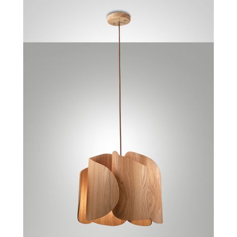 Lampada a Sospensione Pevero in Frassino e Metallo, design moderno, attacco E27, ideale per illuminazione d'interni, diametro 420mm