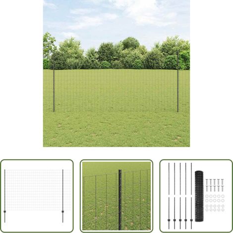 Terrassenzaun - Zaun mit Pfosten Grau 1,6 x 10 m Stahl und PVC (1/5)
