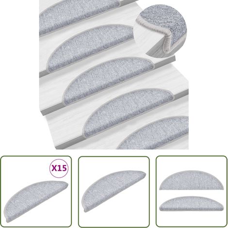 Maison Exclusive 15 Stk. Treppenmatten Hellgrau 56 x 17 x 3 cm (1/5)
