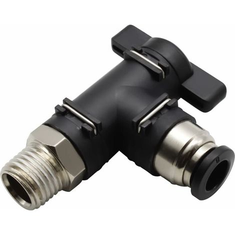 8-mm-Luftschlauchanschluss und 1/4"-Gewinde, pneumatischer Anschluss, schwarzes rechtwinkliges Luftdurchflussregelventil, kann zur Steuerung von Gasleitungen verwendet werden
