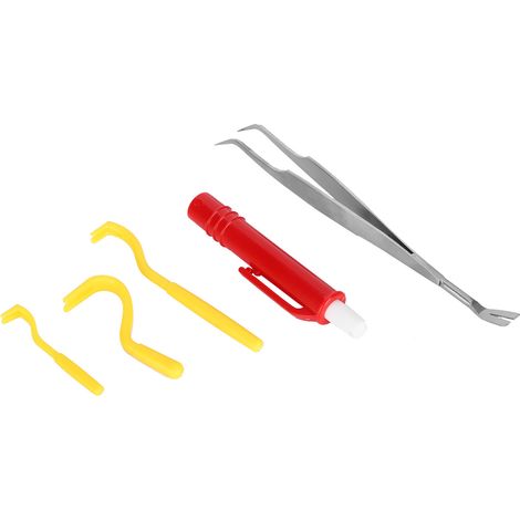 Kit de 5 pinces anti-puces et anti-tiques pour chiens et chats : pince jaune et stylo anti-puces rouge. (1/5)