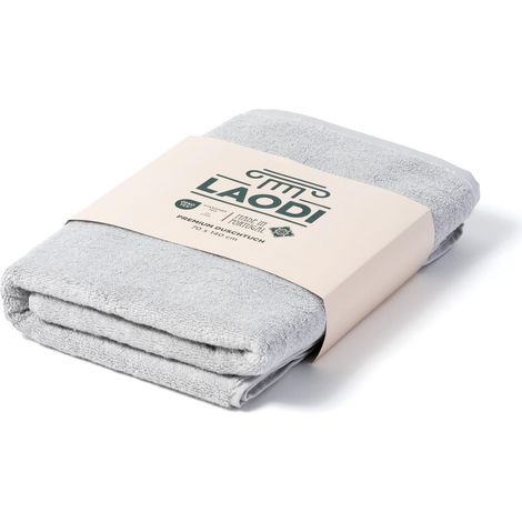 Serviette de douche 70 x 140 cm en 100 % coton - 570 g/m² - Absorbante et douce - Fabriqué au Portugal - Gris antarctique (1/5)
