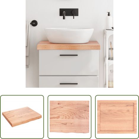 vidaXL Plan de travail en bois - Comptoir de salle de bain marron 60x50x(2-6) cm bois traité (1/5)