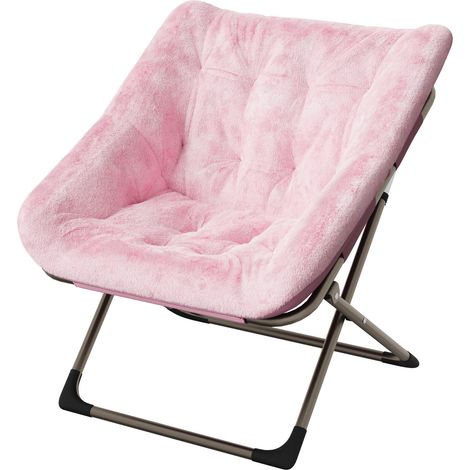 Fauteuil papillon pliant adulte – Fausse fourrure rose (1/5)