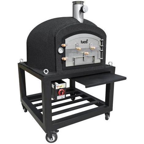 TUOZI - Horno de Leña Exterior de Obra KITAWAY (Negro - 100 x 100 x 170 cm) – Horno tradicional de exterior, cocción leña, aislado con corcho, 3 mantas cerámicas - REF: T00050 (1/5)