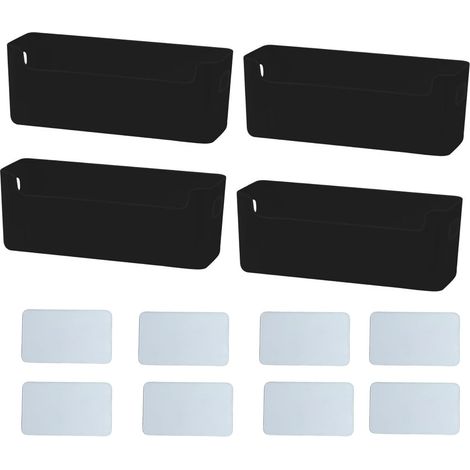 4 pièces boîte de Rangement Plastique ,Eng Rangement Petit Panier de Rangement Boîtes Organisateur Boîte Paniers Rangement pour Cuisine Salle de Bain (Noir, 25x 8 x9.5 cm) (1/5)