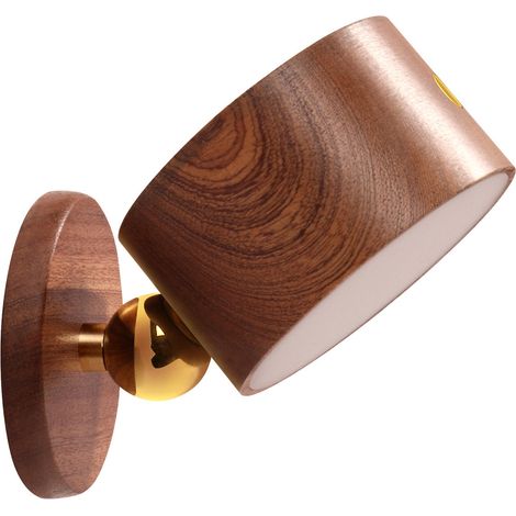 1 Lampe de chevet, rotation 360 degrés, LED, design bois, veilleuse couloir chambre (1/5)
