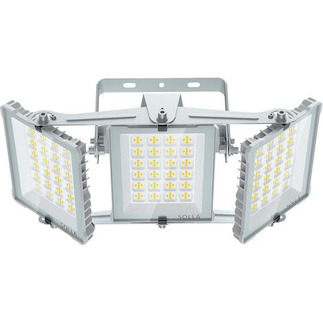 Projecteur LED extérieur 300W 2025 Plus Nouvelle Version Mis à Jour, 30000 LM, Blanc Lumière du Jour 6000K, Étanche IP66, 3 Têtes Réglables, Éclairage de Sécurité Extérieur pour Cours, Gris