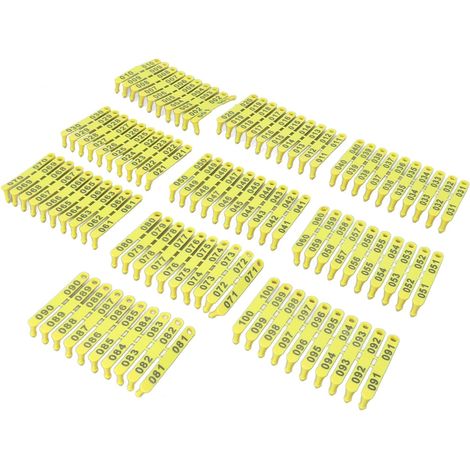 Étiquettes d'oreilles en plastique pour bétail - 001-100 - Avec étiquette intégrée - Convient pour l'élevage de moutons et les vaccinations (1/5)