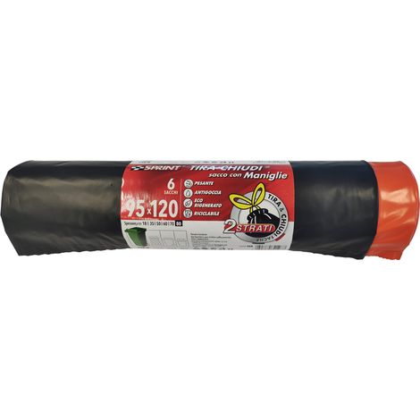 SACCO IN POLIETILENE cm. 95 x 120 - nero/arancio