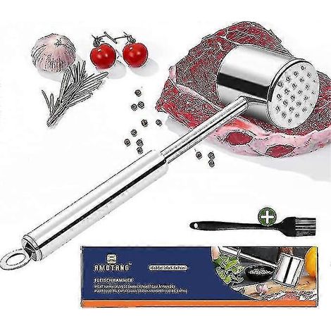 Attendrisseur de viande en acier inoxydable ZK, attendrisseur de viande double face en acier inoxydable 304, pour steak, avec silicone C gratuit (1/5)