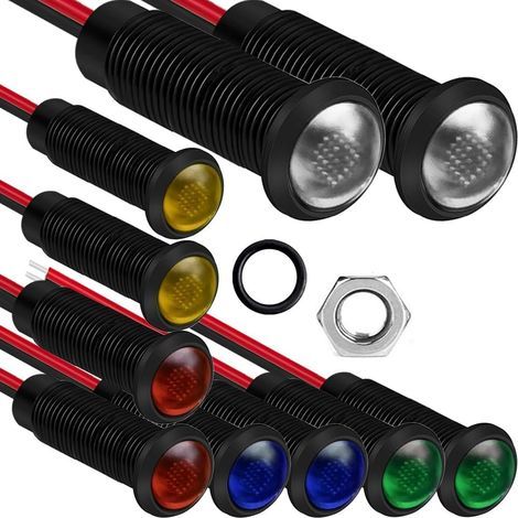 Lot de 10 voyants LED en Plastique 110-220 V Taille du Trou de Montage 6 mm (Rouge/Orange/Bleu/Vert/Blanc) (1/5)