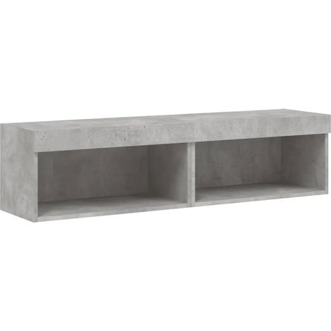 Lot de 2 meubles TV avec lumières LED design mural 60 x 30 x 30 cm en bois d'ingénierie gris béton