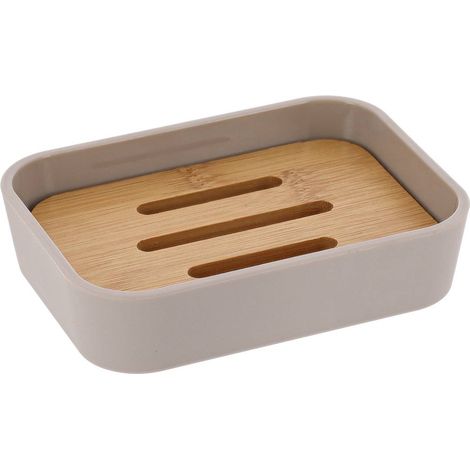 Portasapone in gomma + abs e bambù - beige - Tendance