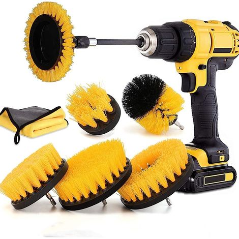 Ensemble de 8 brosses de nettoyage pour forets, brosse pour forets de voiture, brosse de nettoyage pour forets, convient pour carrelage, baignoire, toilettes jaune (1/5)