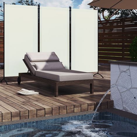 WOLTU Paravent 3 Teilig, 255x182 cm Raumteiler freistehend, Trennwand Balkon Sichtschutz Stellwand Faltbar, Stellwand Sichtschutzwand innen outdoor, Creme