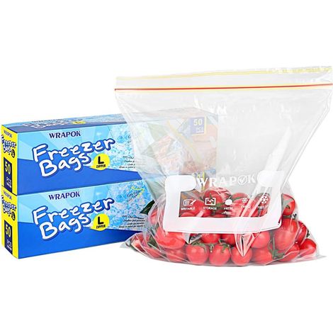 Freezer Bag Food Storage Bags Gallon Zipper Bags BPA Free Microwave - 10.5 x 11 inches - 100 Pieces (1/5)