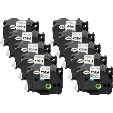 vhbw 10x Label Tape Replacement for Brother TZ-261, TZE-261 for Label Printer 8m x 36 mm, Black on White