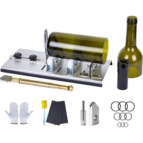 Cutter De Bouteille en Verre Réglable pour Bouteilles De Vin Rondes avec Gamme De Diamètre De 20 À 150 Mm, Bouteilles Rondes Et Ovales pour L'artisanat du Projet De Bricolage,A (1/5)