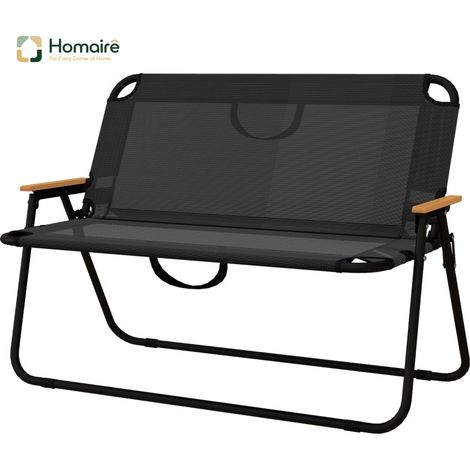 HOMAIRE Klappstuhl atmungsaktiv avec accoudoirs en bois-plastique noir-naturel