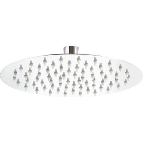Wiltec Pommeau de douche Rond 25cm Pomme Jet de pluie Tête de douche Effet pluie Acier inoxydable Accessoire Salle de bains (1/4)
