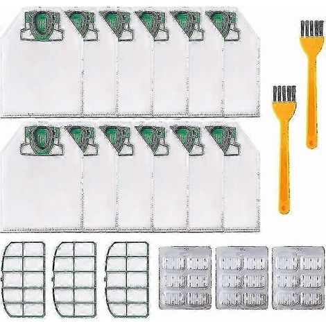 12 sacs pour aspirateur Vorwerk Kobold VK200 FP200 avec 3 filtres moteur, 18 copeaux parfumés, 2 brosses, sacs de rechange pour Kobold VK200 FP200 (1/4)