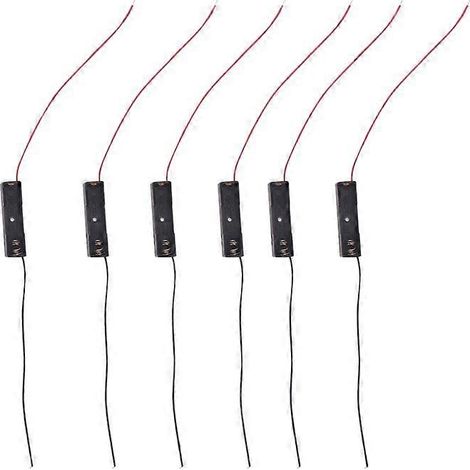 Lot de 6 connecteurs filaires, porte-piles AAA 1,5 V, boîtier plastique noir (1/5)
