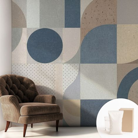 Papier peint intissé avec imprimé pour intérieur moderne application facile a motif - Colle incluse gratuite Mosaïque géométrique 250x250 cm (1/5)
