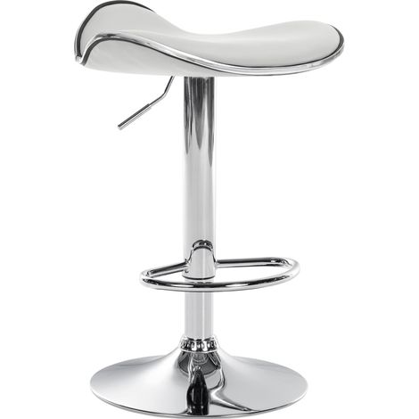 Taburete de bar x1 asiento ergonómico de PVC blanco base de trompeta de metal con aspecto cromado 100005377 (1/5)