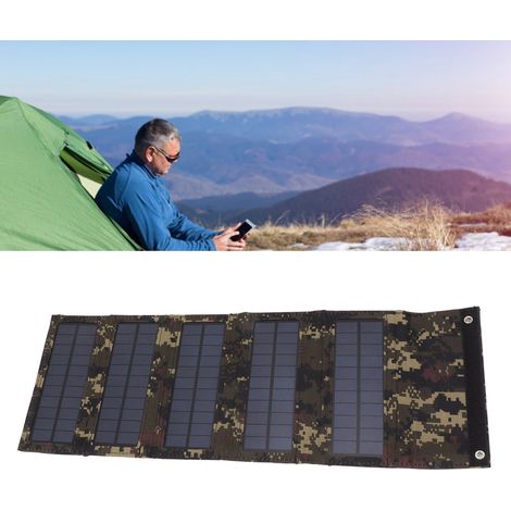 Tragbares 50-W-Solarpanel aus monokristallinem Silizium mit 5 Segmenten und Falttasche für Camping und Notfälle (1/5)