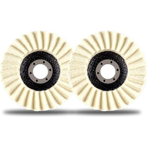 Lot de 2 disques de polissage à lamelles en feutre de laine, 4,5 pouces, pour meuleuse d'angle, métal, marbre, meubles, cire pour voiture (1/4)