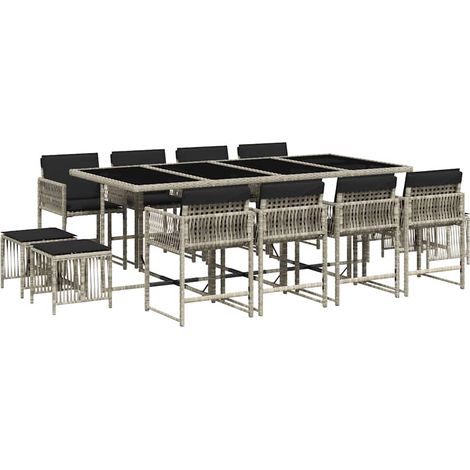 Maison Exclusive - Set da Pranzo da Giardino 13pz con Cuscini Grigio in Polyrattan (1/5)
