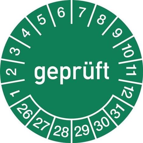 Mehrjahresprüfplakette Ø 15 mmgeprüft 2026 - 2031 Folie Beutel a 100 Stück (1/2)