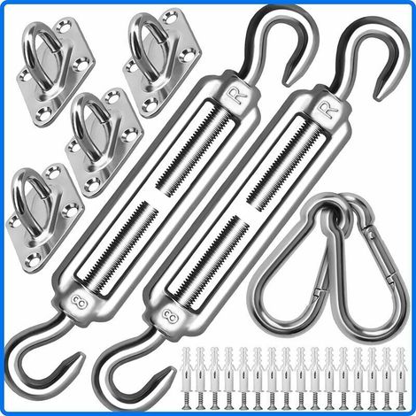 Kit di fissaggio per tenda da sole M8 per impieghi gravosi, kit di fissaggio per tenda da sole in acciaio inossidabile 304 per forme triangolari e quadrate, kit di accessori (M8)