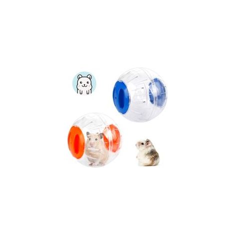 Boule d'Exercice de Hamster 2 Pcs Balle de Hamster 2 Couleur Ballon de Jouet de Gerbille Plastique Petit Balle Portatif pour Courir Jogging Sport Hamster Gerbille Animal de Compagnie(Orange, Bleu) (1/5)